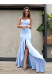 Mermaid Backless Prom Dresses, Simple Bridesmaid Dress Satin Floor Length