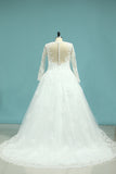 2024 Tulle V Neck Long Sleeves Wedding Dresses A Line With Applique