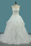 2024 Sweetheart Tulle Wedding Dresses A Line With Applique Sweep Train