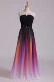 2024 Prom Dresses A Line Sweetheart Sweep/Brush Chiffon Multi Color Ship Today