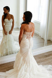 2024 Sweetheart Wedding Dresses Mermaid With Applique Court Train Tulle