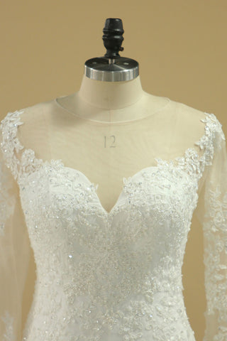 2024 Hot And New Arrival Short Sleeves Scoop Wedding Dresses A Line Tulle With Applique