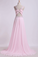 2024 Open Back Prom Dresses Halter A Line Sweep Train Chiffon With Beads&Ruffles