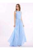 Prom Dresses Scoop A Line Chiffon Floor Length With Ruffles