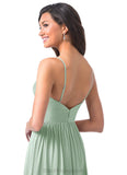 Sarahi A-Line/Princess Natural Waist V-Neck Sleeveless Stretch Satin Floor Length Bridesmaid Dresses