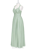 Aubrey Natural Waist Sleeveless A-Line/Princess Floor Length Spaghetti Staps Bridesmaid Dresses