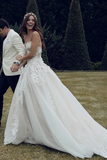 Sweetheart Tulle A Line Appliques Wedding Dresses, Beach Wedding Gown