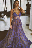 2024 Prom Dresses A Line Spaghetti Straps Tulle With Applique Sweep Train