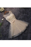 2024 Homecoming Dresses A Line Scoop Tulle With Handmade Flowers Short/Mini