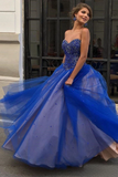 Sweetheart Prom Dresses Tulle Ball Gowns With Beadings Floor Length