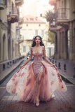 2024 Unique Prom Dresses Mermaid Scoop Tulle With Applique Court Train One Piece