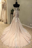 Gorgeous Sweetheart Mermaid Lace Appliqued Wedding Dresses, Strapless Bridal Dress