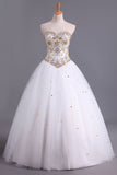 2024 Charming Quinceanera Dresses Sweetheart A Line Floor Length With Beads Ivory