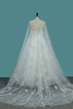 2024 Ball Gown Scoop Neck Wedding Dresses Lace Up With Appliques And Beads