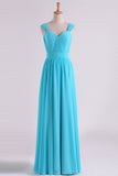 2024 Prom Dresses Off The Shoulder A Line Chiffon Floor Length With Ruffles