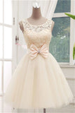 2024 A Line Scoop Tulle & Lace Homecoming Dresses With Sash