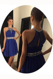 2024 Halter Homecoming Dresses A Line Chiffon With Ruffles And Beads