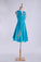 2024 Scoop A Line Prom Dresses Satin With Beading Above Knee Length