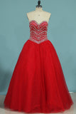 2024 New Arrival Sweetheart Quinceanera Dresses Ball Gown Tulle With Beads