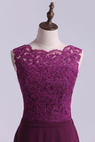 2024 Scoop A Line Exquisite Lace & Chiffon Prom Dresses