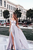 2024 Prom Dress Straps A Line Floor Length With Ruffles And Slit Chiffon Skirt