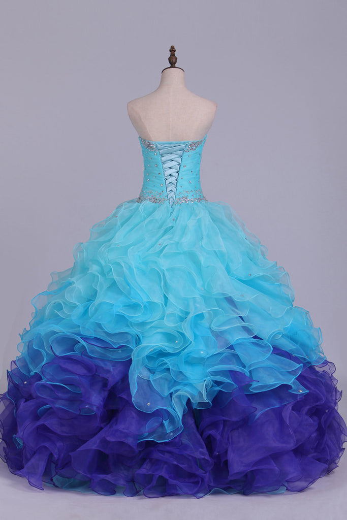 2024 Quinceanera Dresses Ball Gown Sweetheart Floor Length Organza With Beading Sash Ruffles