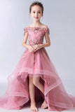 A Line High Low Flower Girl Dresses Appliques Tulle
