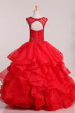 2024 Quinceanera Dresses Organza Scoop With Beading Ball Gown