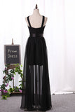 2024 Bridesmaid Dresses A Line Scoop Chiffon With Ruffles Floor Length