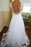 2024 Tulle Straps With Applique A Line Sweep Train Wedding Dresses