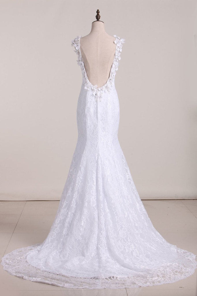 2024 Graceful Lace Wedding Dress V Neck Backless A Line With Beads