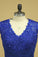 2024 Hot V Neck Mother Of The Bride Dresses Dark Royal Blue Sweep Train With Ruffle Cap Sleeves