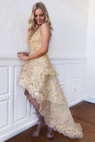 Tiered High-Low Appliques Homecoming Dress V Neck