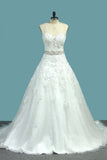 2024 New Arrival A Line Sweetheart Tulle Wedding Dresses With Applique And Beads