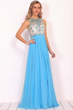 2024 Sexy Open Back  Prom Dresses A Line Scoop Chiffon With Beading