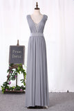 2024 Evening Dresses A Line V Neck With Ruffles And Sash Floor Length Tulle