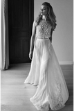New Arrival Scoop Wedding Dresses A Line With Beads Chiffon & Lace