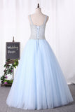 2024 Scoop Ball Gown Beaded Bodice Quinceanera Dresses Tulle