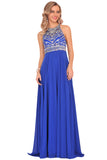 2024 Prom Dresses A Line Scoop Open Back Chiffon With Beading