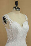 2024 Wedding Dresses Mermaid Straps Lace With Applique Sweep Train