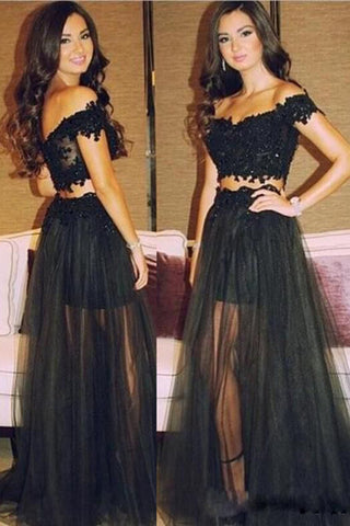 2024 Two Pieces Prom Dresses Tulle A Line With Applique