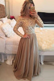 Hot Selling A-Line Cowl Floor Length With Long Sleeves Prom Dresses