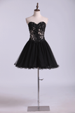 2024 A Line Sweetheart Mini Homecoming Dresses With Beads & Applique