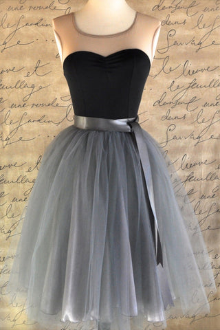 2022 Homecoming Dresses A Line Scoop With Sash/Ribbon Knee Length Tulle Skirt