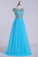 2024 Scoop A-Line Prom Dress Full Beaded Bodice Champagne Tulle Floor Length