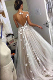Elegant A Line Tulle Wedding Dresses With Butterfly Sweetheart Prom Dress