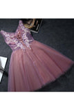 2024 Homecoming Dresses A Line V Neck Tulle With Applique And Handmade Flowers