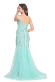 2024 New Arrival V Neck Tulle With Applique And Beads Mermaid Prom Dresses