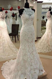 Mermaid Wedding Dresses Scoop Lace With Applique&Beads New Arrival