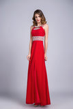 2024 Scoop Prom Dresses A Line Sweep/Brush Red Open Back